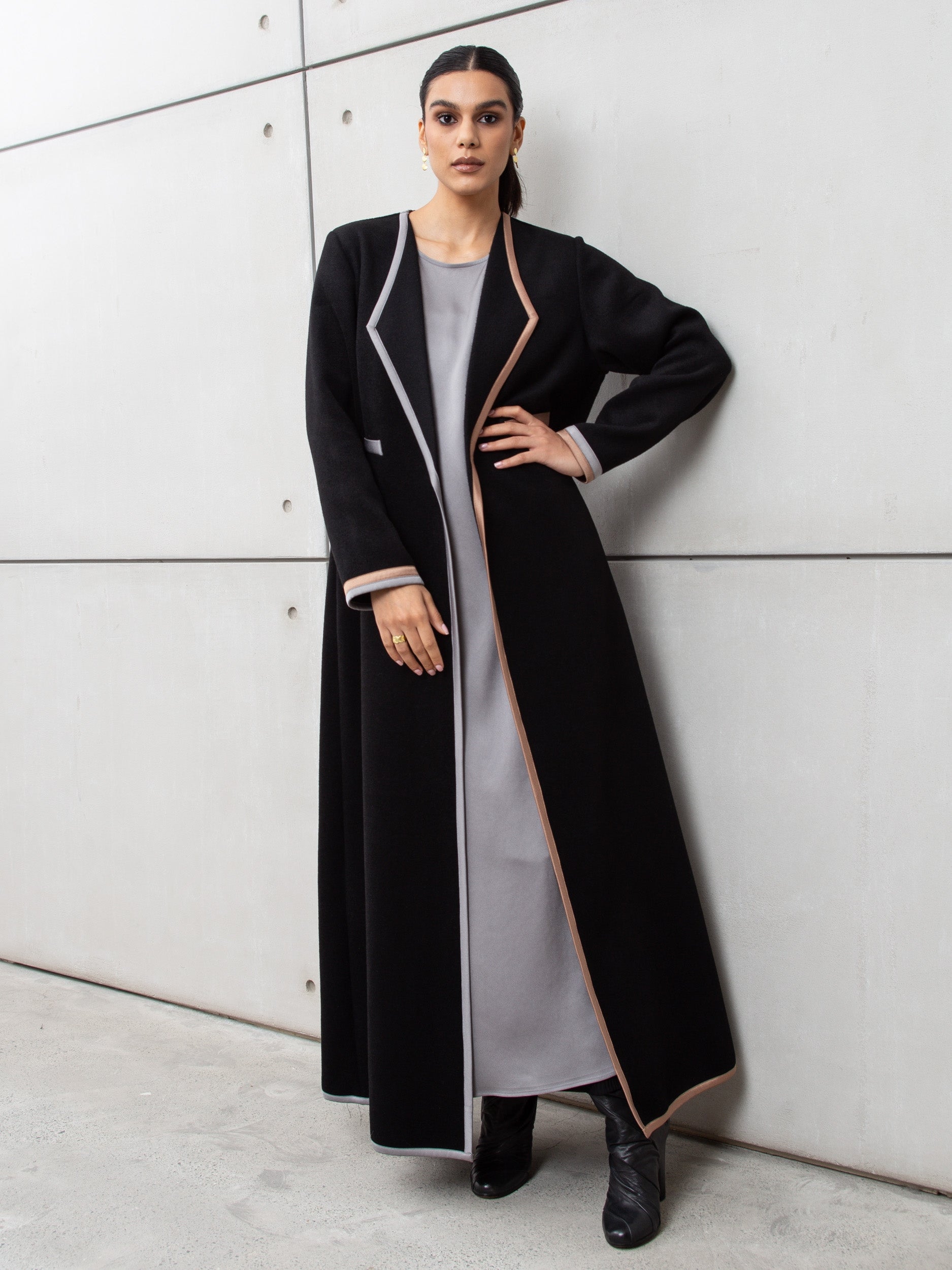 Winter Gold and Silver Detailing Coat Abaya