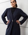 Winter Double Layered Abaya in Navy