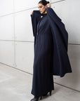 Winter Double Layered Abaya in Navy