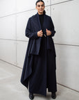 Winter Double Layered Abaya in Navy