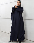 Winter Double Layered Abaya in Navy