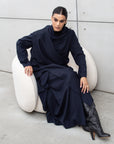 Winter Double Layered Abaya in Navy