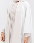 Double Flow Abaya with Beige Collar in Ivory