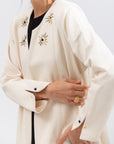 Embellished Front Abaya in Beige RTW
