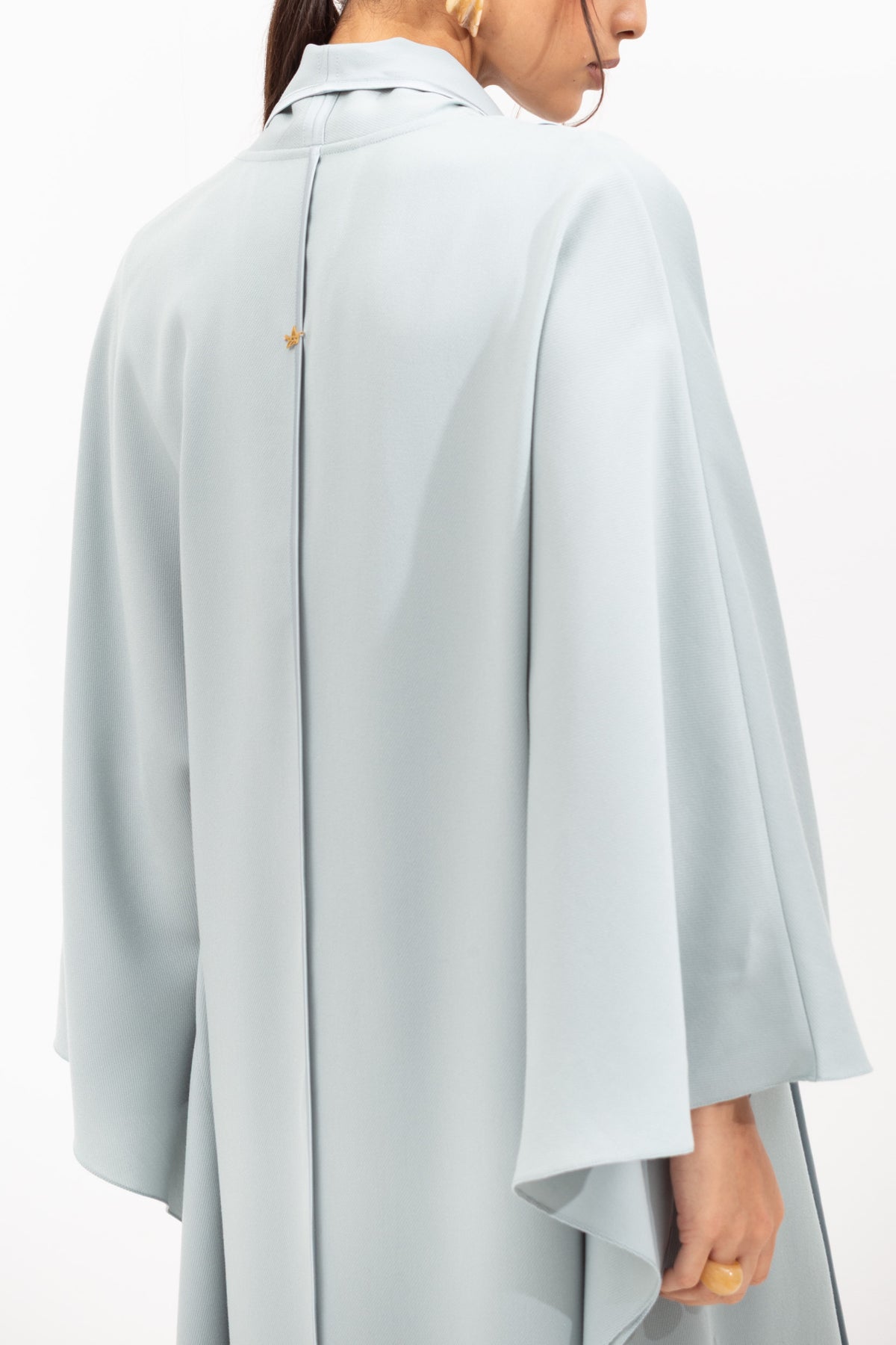 Flow Abaya in Tencel Twill with Piping Detailing in Blue RTW