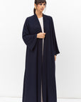 Fluid Shawl Lapel Abaya in Navy Blue