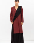 Shawl Collar Abaya with Palm Tree Prints in Brick Red
