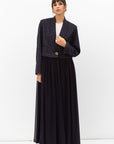 Top Jacket Abaya in Navy Jacquard RTW