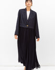 Top Jacket Abaya in Navy Jacquard