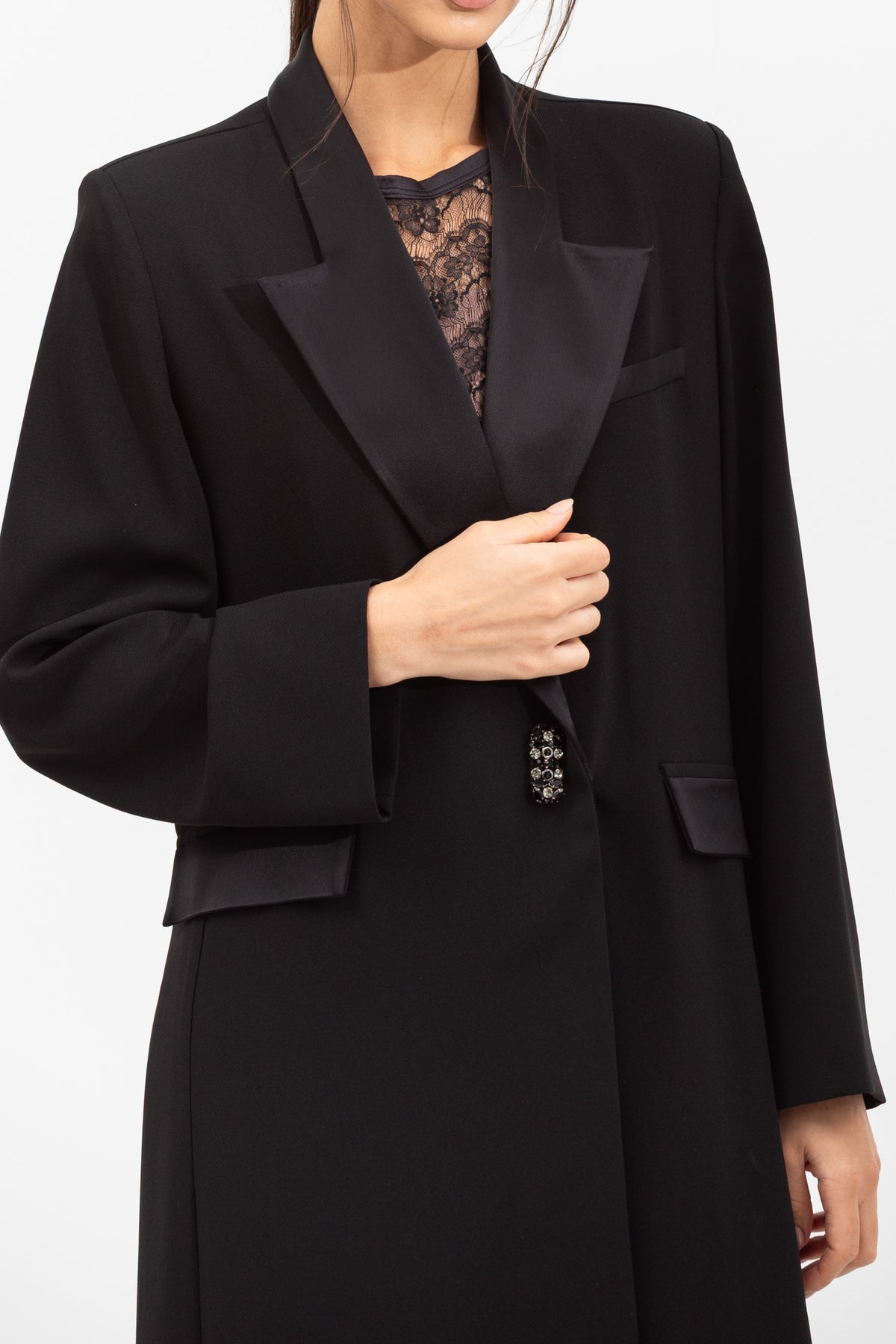 Tuxedo Abaya in Summer Black