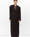 Tuxedo Abaya with Lace Belt in Black