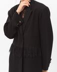 Tuxedo Abaya with Lace Belt in Black