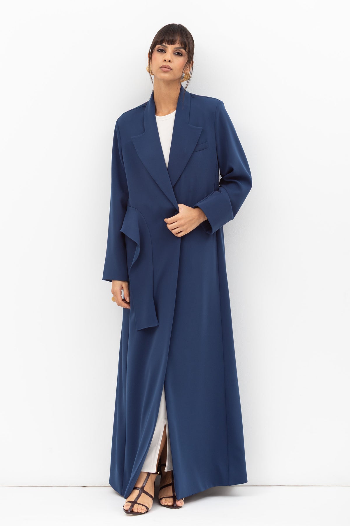 Tuxedo Abaya with Sash in Blue