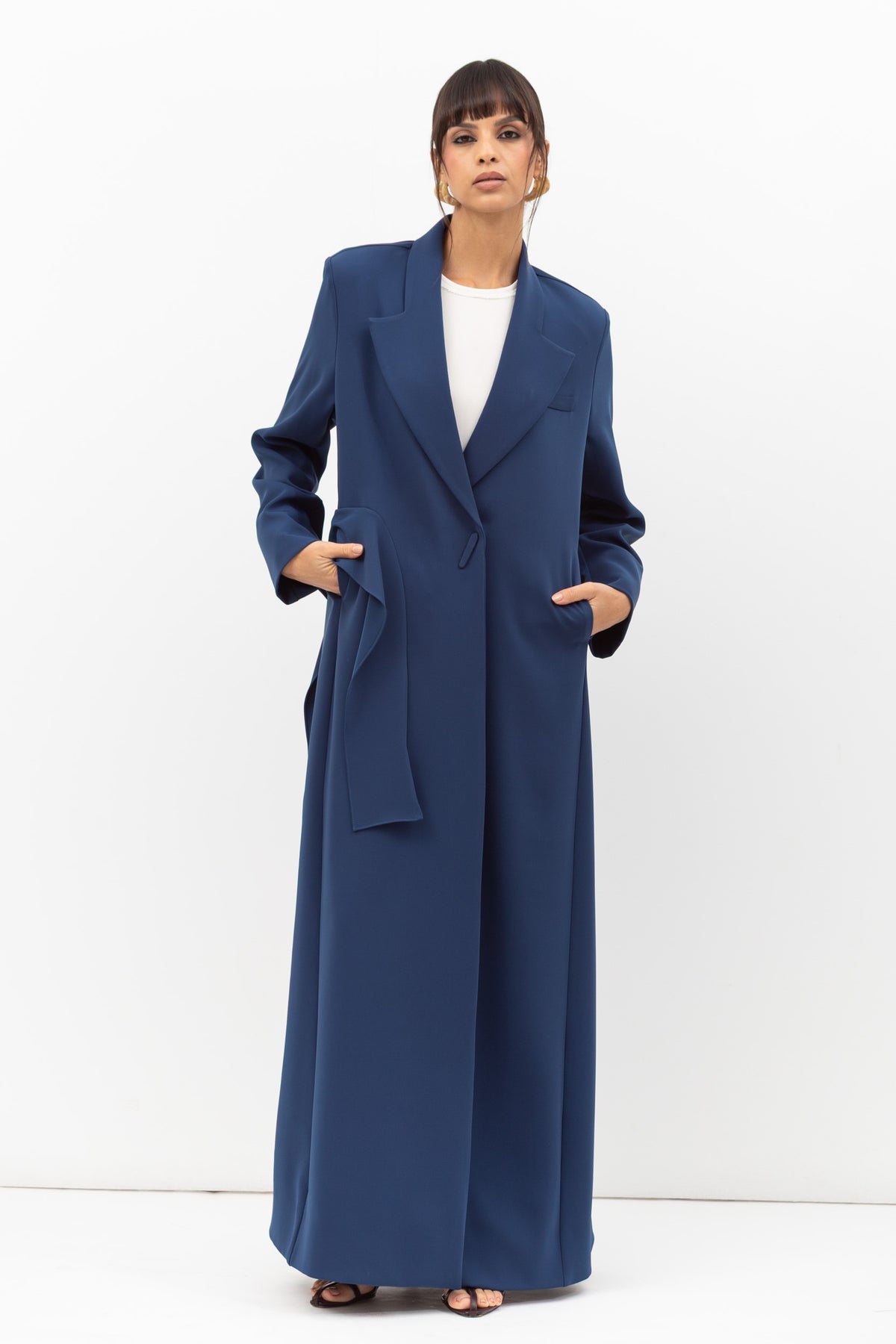 Tuxedo Abaya with Sash in Blue RTW