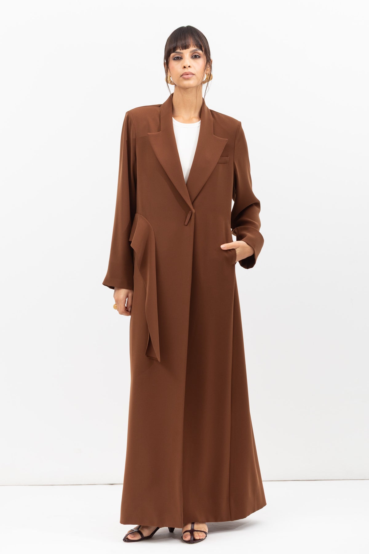Tuxedo Abaya with Sash in Brown