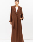 Tuxedo Abaya with Sash in Brown