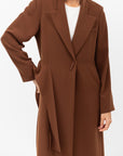 Tuxedo Abaya with Sash in Brown RTW