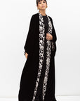 Velvet Abaya with Printed Black