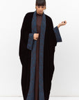 Velvet Abaya with Printed Brown and Blue