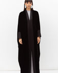 Velvet Butterfly Abaya with Quilted Details in Black