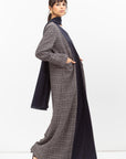 Winter Coat Abaya in Blue Pattern RTW
