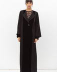 Winter Coat Abaya with Velvet Front in Black