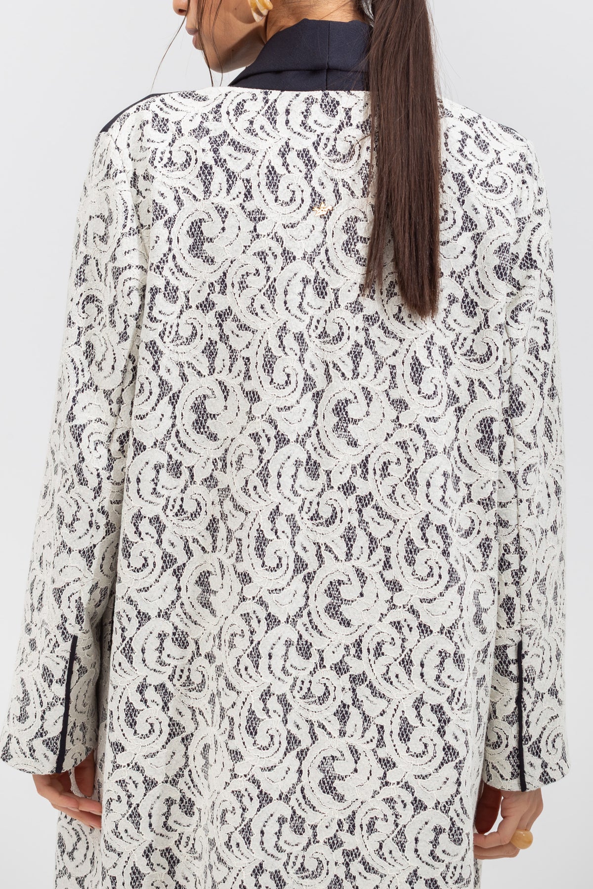 Winter Coat Lace Abaya in White