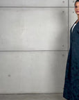Blue Palm Jacquard Double Button Abaya